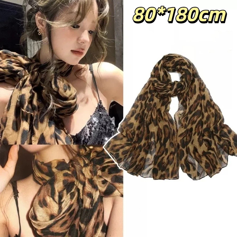Face Scarf Mask - Nieuwe zachte sjaal met luipaardprint, dunne